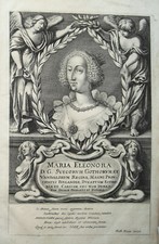 Maria Eleonora von Brandenburg Frau v. Gustav Adolf  Kupferstich von Merian 1644