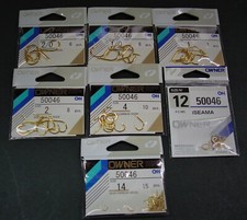 OWNER Karpfenhaken Gold 50330 und 50046 mit Platte 2/0, 1/0, 1, 2, 4, 6, 12, 14 