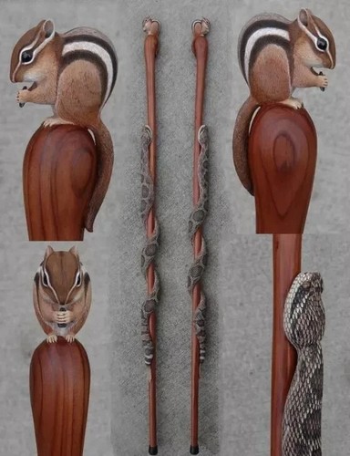 Holz gehstock handgeschnitzt - holz,