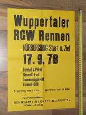 1978 Poster Wuppertaler RGW Rennen Nürburgring Start und Ziel Schleife Formel V