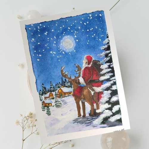 Handgemalte weihnachtskarte - handgemalte,