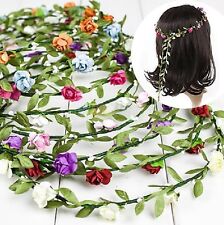 Haarband Blumen Kranz Blüten Rosen geflochten Haarschmuck Stirnband Haarreif NEU