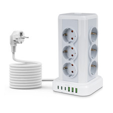 2M Mehrfachsteckdose Steckdosenleiste 12 Fach mit 3 USB-A 3 USB-C Steckdosenturm