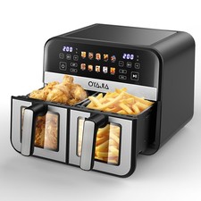 Doppel Heißluft Fritteuse 10L Digital Touch Display Timer Friteuse Edelstahl