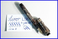 1930s LUXOR L96 Luxus großer Druck Füller B flex BBB 6er 14K Feder BROWN & PEARL