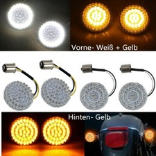 4x Motorrad LED Blinker Blinkleuchte Lichteinsätze Gelb Weiß für Harley Davision