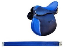 Sattel mit Bauchgurt YOUNG RIDER  13" schwarz-blau Pony Shetty Holzpferd