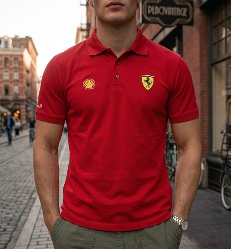 Ferrari vintage polo shirt rot - ferrari,