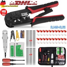 Netzwerk Reparatur Werkzeug Set Crimpzange LAN Kabeltester für RJ45 RJ11 RJ12