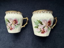 Bohemia Original 2x Tassen Blumendekor & vergoldet - Wie neu