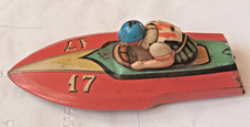 Antikes Blechspielzeug Motorboot mit Fahrer Nr. 17