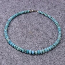 Larimar Halskette, 925er Silber, Edelsteinkette (K1908), Edelsteinschmuck