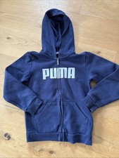 Kapuzenjacke Hoodie Sweatshirtjacke Gr. 140 dunkelblau Puma Känguruhtasche 