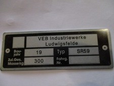 Nameplate plate IFA VEB GDR