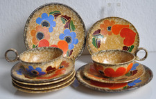 Ditmar Urbach Kaffee Tassen Teller Service Geblümt Herzen Art Deco 30er Vintage