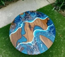 Runde Holz & blau Epoxid Ozean