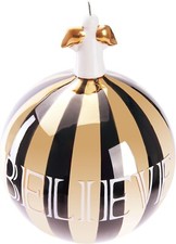Weihnachtskugel Glas Believe Gold Schwarz 10 cm Christbaumkugel Porzellan Engel