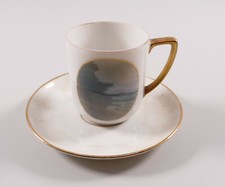 Rosenthal Sammeltasse Moccatasse und Untertasse 1170FB mit Landschaft Jugendstil