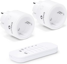 Funksteckdosen 2er Set 1x Fernbedienung 2300 Watt bis 30m Funkschalter Weiß