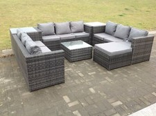 Fimous 10-Sitzer Outdoor Rattan Gartenmöbel Set Sofa Lounge Terrasse Dunkelgrau