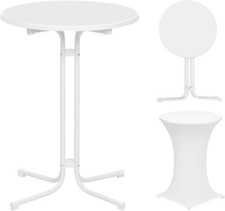 Bistrotisch Terrassentisch Gartentisch klappbar D 80cm Weiß montiert tb52ws