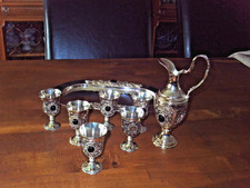 Likörset Metall Karaffe mit 6