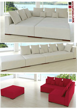 % Wohnlandschaft Modulsofa 3-Sitzer Sessel Hocker Garnitur Bett SAMT STOFF !