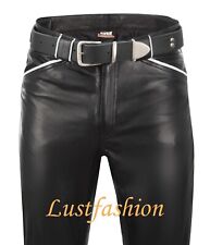 NEU Lederhose W33 / L34 Design Lederjeans schwarz Herren 48   leather  pants 33