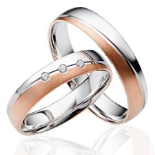 2 x 333 Trauringe Eheringe PAARPREIS Weissgold Rotgold  Eheringe inkl. Gravur+St