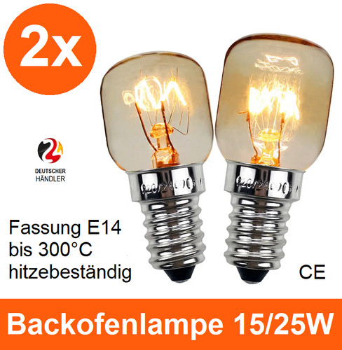 2tlg backofenlampe e14 15w 25w - backofenlampe,