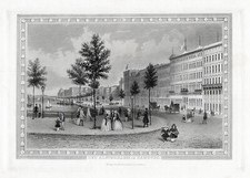 HAMBURG: Der Alsterdamm., Originaler Stahlstich, James Gray 1852