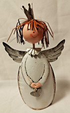 Vintage Engelfigur mit Krone und Herz  -24 cm- (70er Jahre) Handarbeit aus Blech