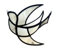 Bleiglas Fenster , Bleiverglasung Licht Grau / Weiß , stilisiert , Vogel Form