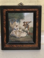 antikes bild mit rahmen signiert 12 cm x 13,6 cm sehr alt