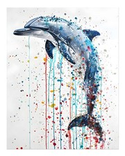 Bunte Delfin Spritz Wandkunst