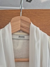 ***ANNA****exklusive Strick-Jacke/Bluse mit raff. Satin-Kragen, Gr. 40