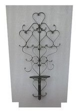 Metall Wandkerzenhalter schwarz mit Metall-Effekt-Farbe Gold