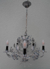 Zicoli Limbach 5-Arm Kerzen E14 Metall weiss blau braun Deckenlampe Kronleuchter