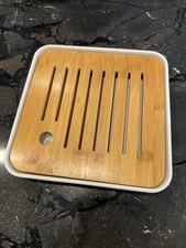 Teetablett Bambus mit Kunststoffuntersetzer Tee Tablett