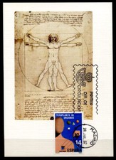 L. da Vinci. Proportionen d. Menschen & Herztransplantation.M-Karte.Spanien 1982