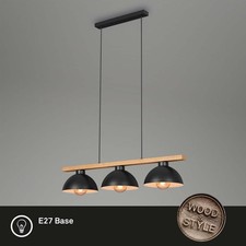 Briloner Frame Pendelleuchte Modernes Holz/Schwarz-Design 3x E27 Leuchtmittel