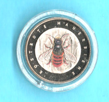 5 Euro Münze, Rostrote Mauerbiene, 2023, Stempelglanz mit Farbe, verkapselt