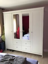 Drehtürenschrank mit Spiegel, weiß lackiert, 4-türig