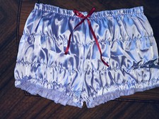 Damen Slip mit Wellensaum und Raffung glänzend Gr.XL  lila  Satin neu