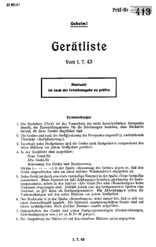 Geräteliste - d.97/1, (geheim)