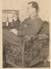 Foto Deutsche Luftwaffe Beobachter Abzeichen 2WK Offizier am Radio WW2