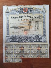 Banque Industrielle de Chine S.A. 1913 mit Coupons - Hist. Wertpapier