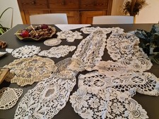 Konvolut 15 TEILE Antik Spitzendeckchen Tischdecke Häkeldecken Häkelspitze 