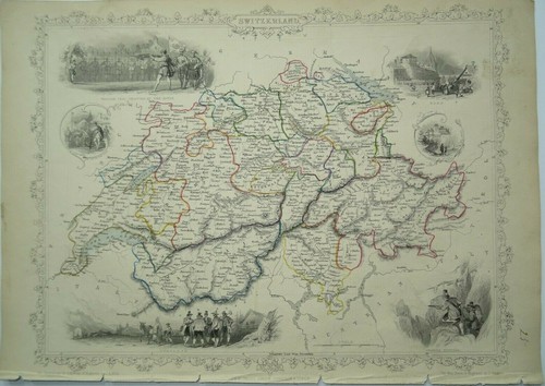 Antike karte der schweiz - karte, von