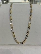 585 GOLD Kette Figarokette 4,4gramm.55cmHalskette,neu+Etikett.Gelbgold/Weissgold